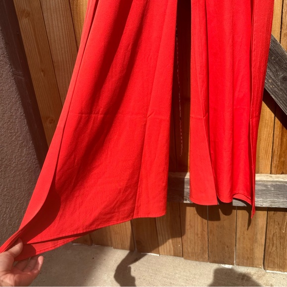 Clara Story Red Strappy Bustier Wide Leg Jumpsuit Floral Gingham Print Top Small - Picture 2 of 8